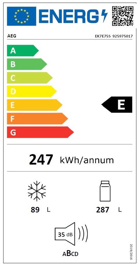 Kühl-Gefrier-Kombination Ek7e75S1 - Weiß, Basics (69,6/188,4/54,9cm) - AEG