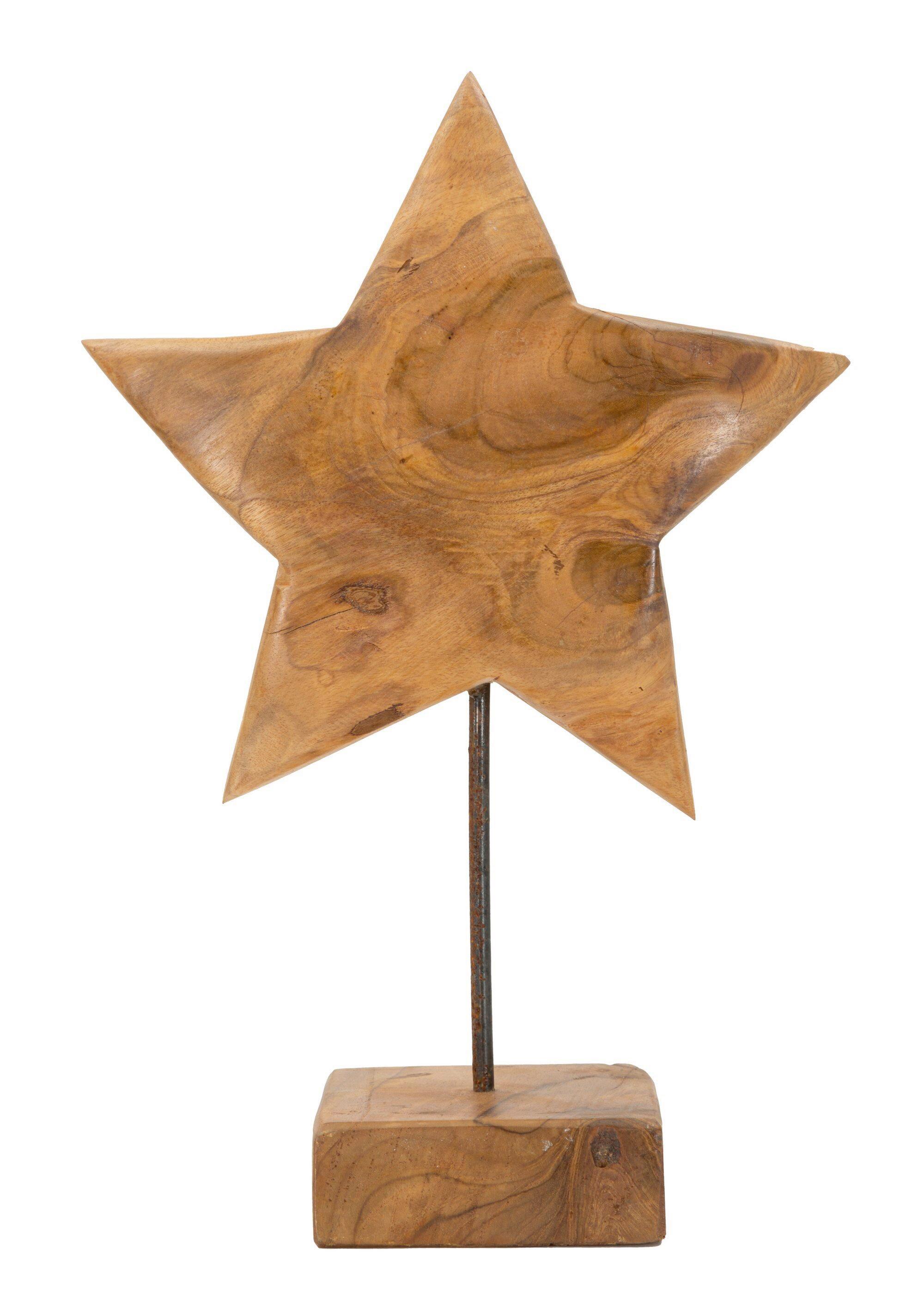 Skulptur Star Teak, Braun B: 28 Cm - Braun, Basics, Holz (28/42/12cm)