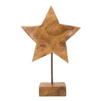 Skulptur Star Teak, Braun B: 28 cm - Braun, Basics, Holz (28/42/12cm)