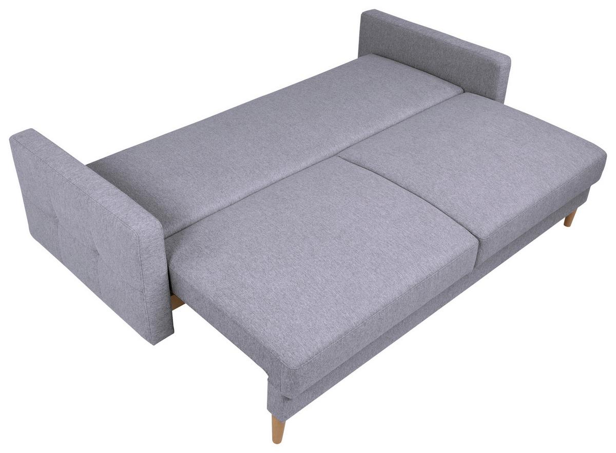 Schlafsofa Noret Graublau B: 222 Cm - Eiche Wotan/Hellgrau, KONVENTIONELL, Textil (222/93/99cm) - MID.YOU