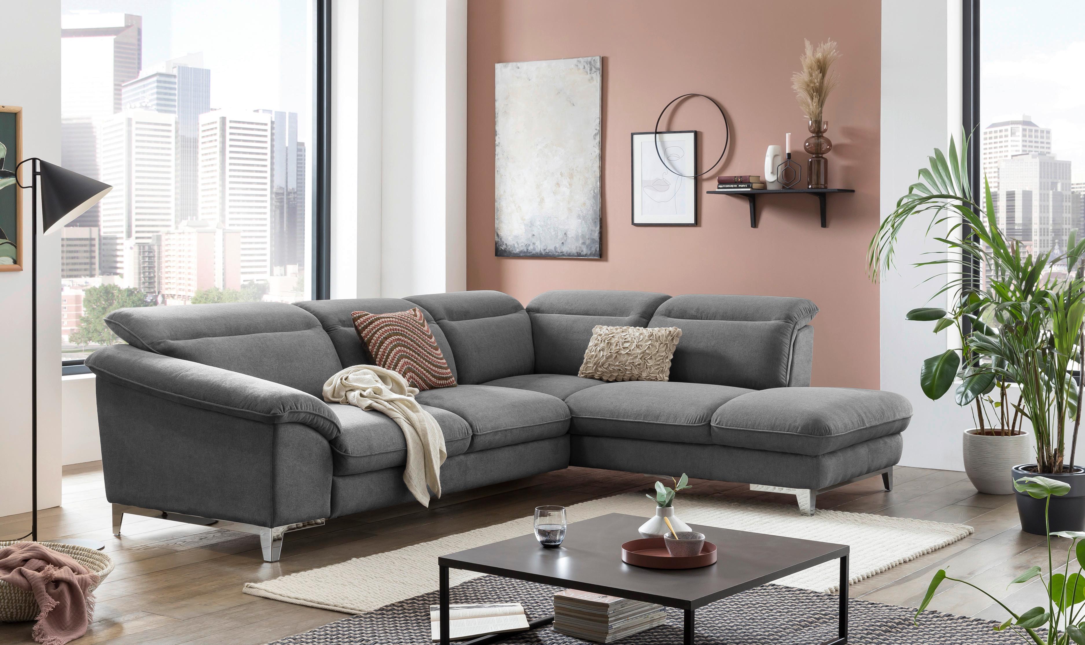 Livetastic Ecksofa mit Schalffunktion Teresa Grau