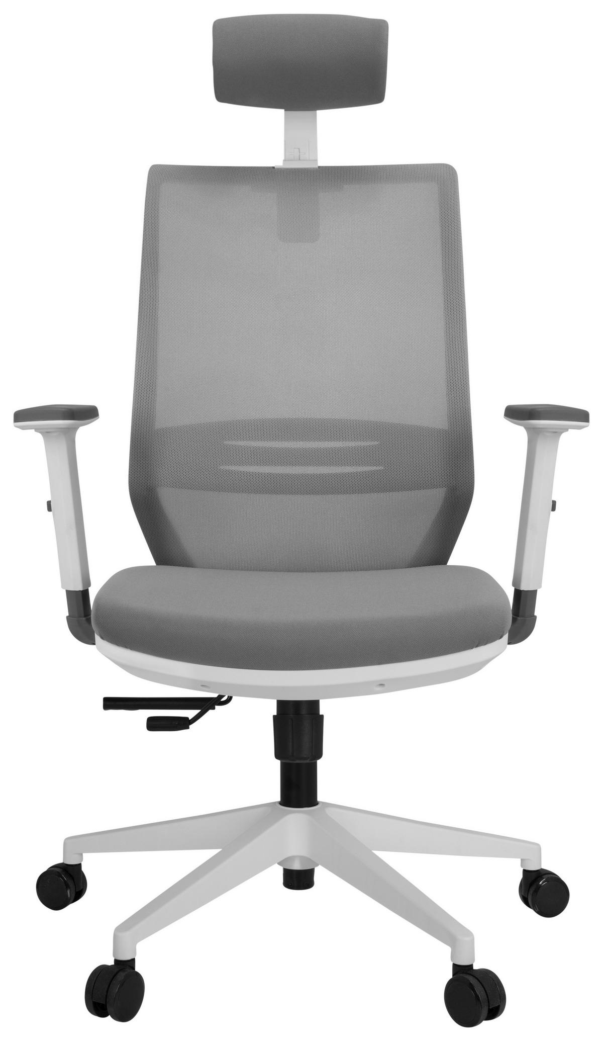 Bürostuhl Profondo Pro Grau/weiß Bis 120 Kg - Weiß/Grau, Basics, Kunststoff/Textil (70/117/62cm) - MID.YOU