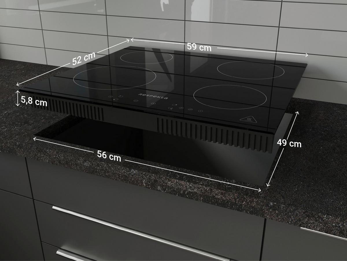 Herdset Schwarz B: 59,5 Cm - Schwarz, Basics, Glas/Metall (59,5/65,3/52,1cm) - Respekta