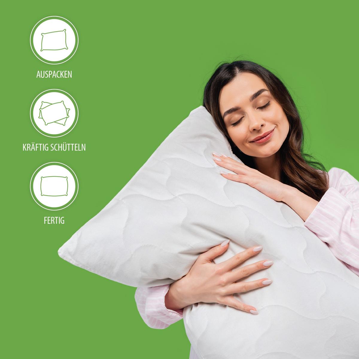 SOUPRAVA PŘIKRÝVKY A POLŠTÁŘE MF BETTENSET ALOE VERA AT - bílá, Basics, textil (140x200/70x90cm)