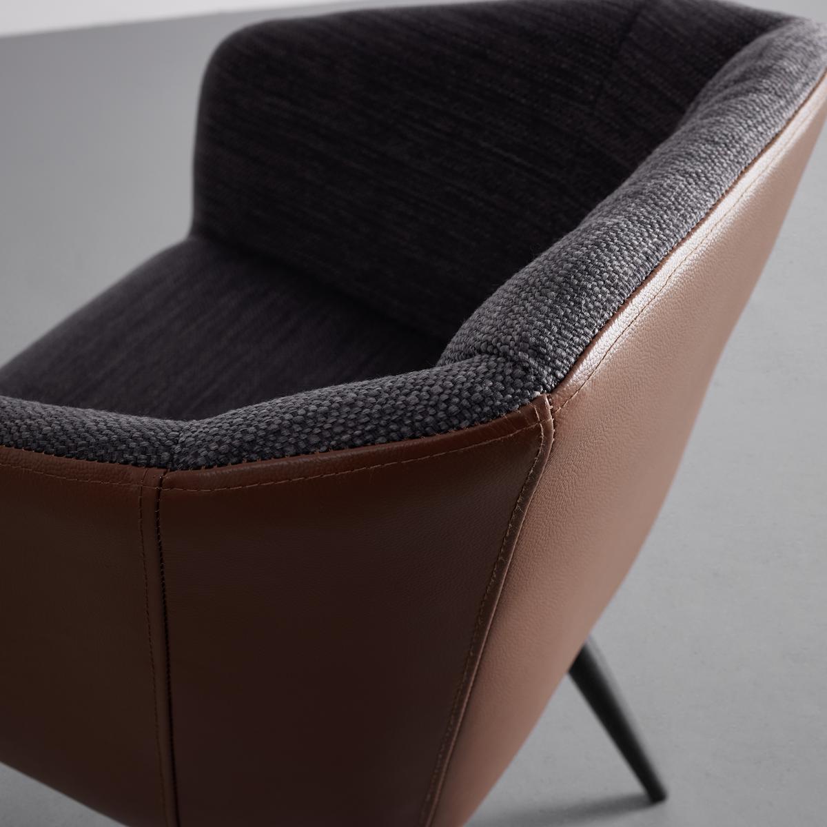 Jídelní židle Bianco pravá kůže hnědá - černá/tmavě šedá, Moderní, kov/dřevo (55,5/75,5/58cm) - Bessagi Home