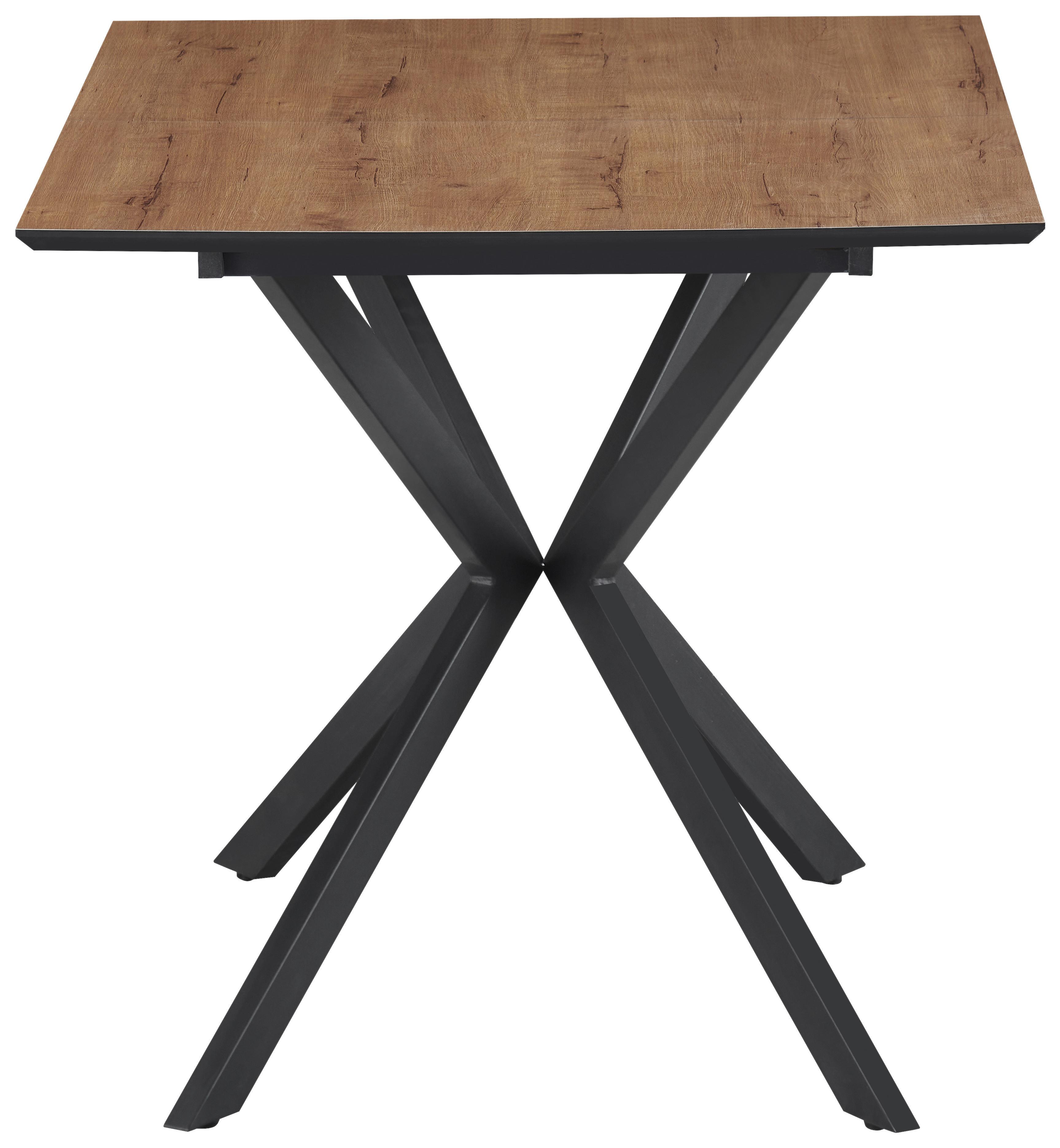 Ausziehtisch Lennox 120 Az Mdf Eiche Dekor, B: 120-160 cm - Eichefarben/Schwarz, KONVENTIONELL, Holzwerkstoff/Metall (120-160/76/80cm) - MID.YOU