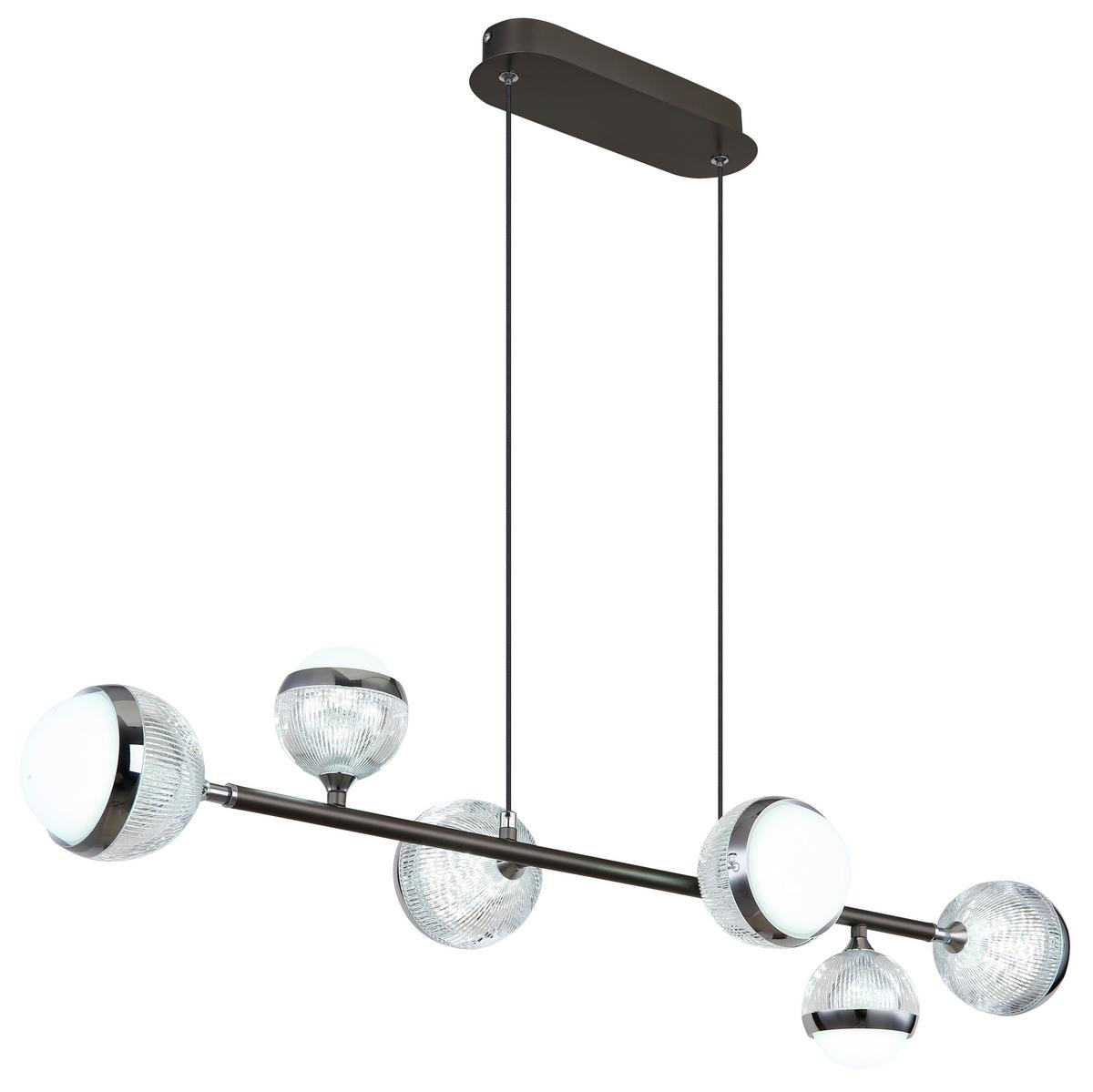 LED-Hängeleuchte 56011-6 - Klar/Chromfarben, KONVENTIONELL, Kunststoff/Metall (91/28cm) - Globo