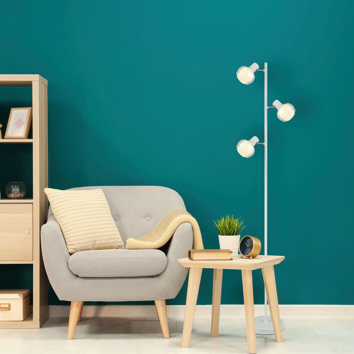 Stehleuchte 54309sw - Klar/Opal, Design, Glas/Metall (25/23/154cm) - Globo
