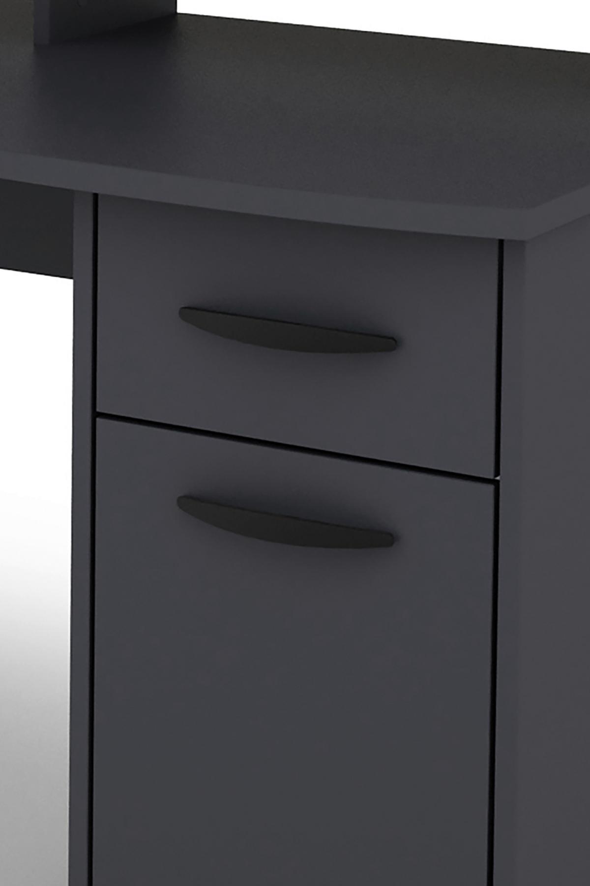 Schreibtisch mit Stauraum B180 H77 cm Fantastic, Anthrazit - Anthrazit, MODERN, Holzwerkstoff (180/65/93cm) - MID.YOU
