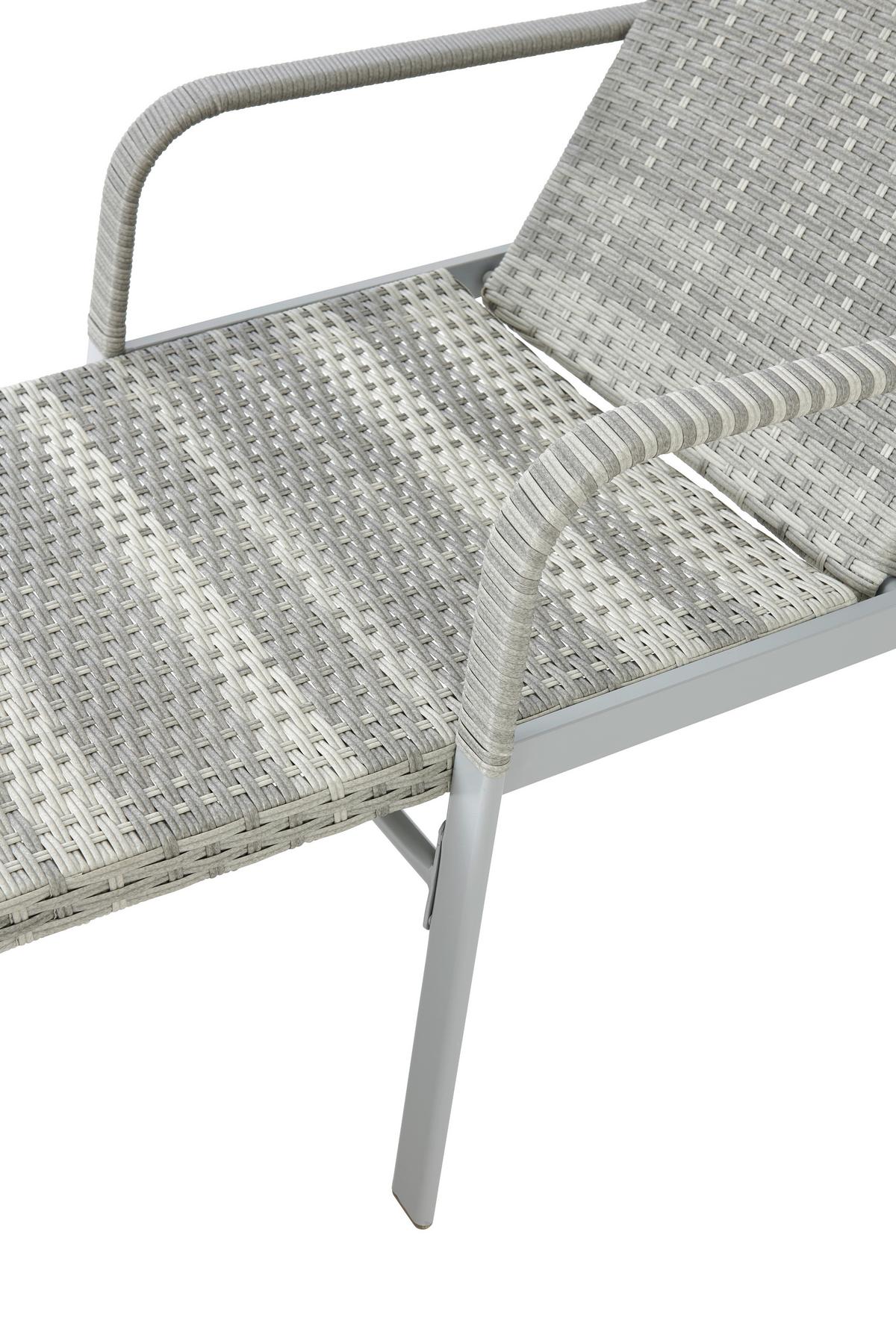 Sonnenliege Maja Aus Polyrattan, verstellbar - Grau, MODERN, Kunststoff/Metall (64.5/52/202cm) - Luca Bessoni