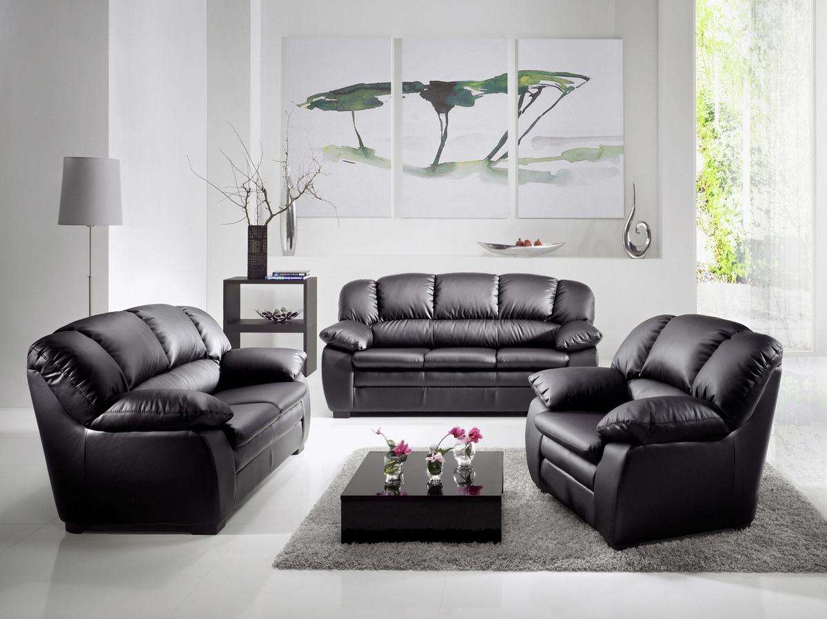 Sofa Couchgarnitur 3er 2er 1er Leder fast schwarz outlet / Dunkelgrün