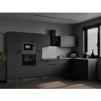 Eckküche Oliver Grau, Eiche Dekor S: 370x172cm - Eichefarben/Grau, Design, Holzwerkstoff (370/172cm) - Respekta