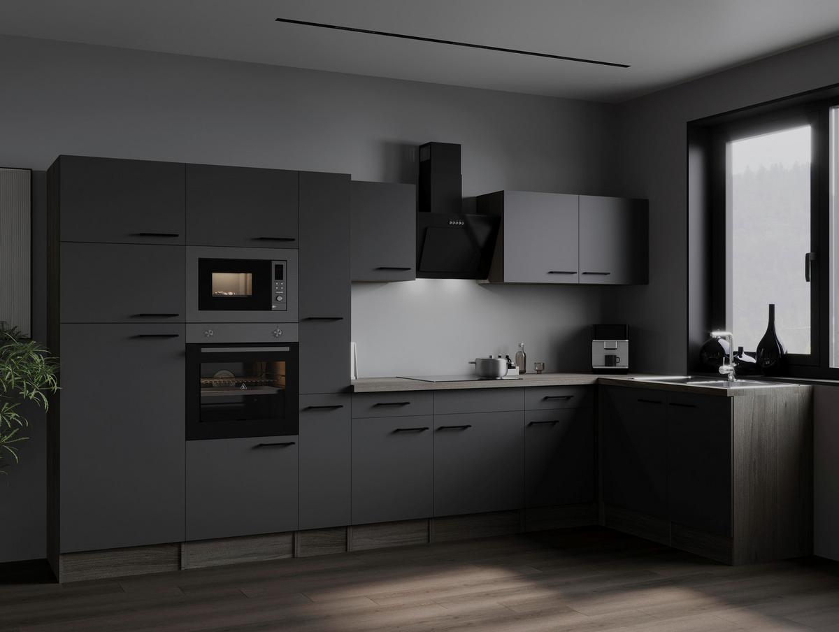 Eckküche Oliver Grau, Eiche Dekor S: 370x172cm - Eichefarben/Grau, Design, Holzwerkstoff (370/172cm) - Respekta