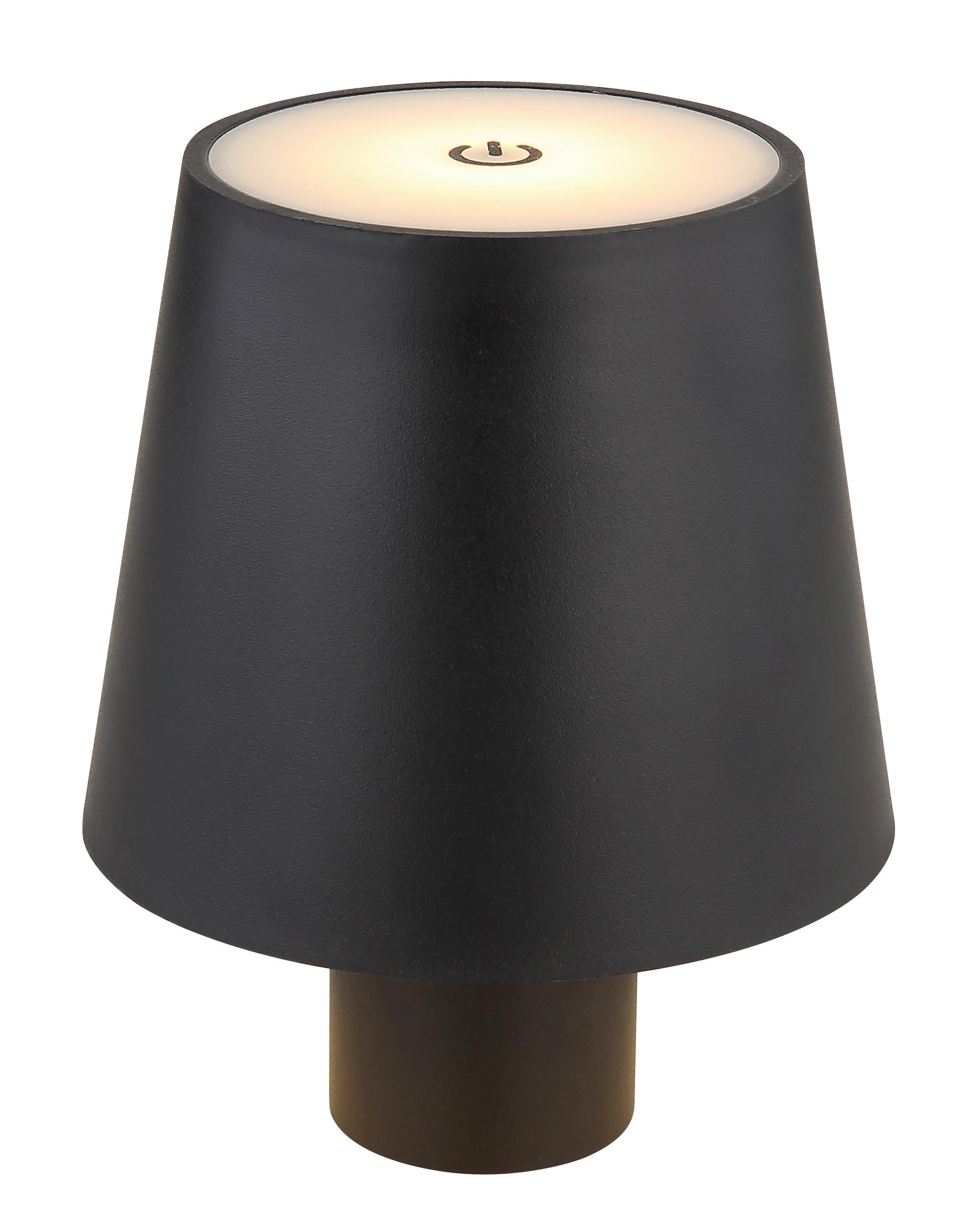AKKU-TISCHLEUCHTE 58438GS - Opal/Schwarz, Trend, Kunststoff/Metall (10,6/10,6/13cm) - Globo