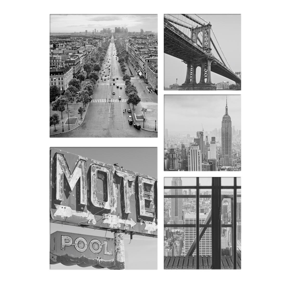 Leinwandbild 119190 Stadt -Motiv Schwarz, Weiß, 60x80 Cm - Schwarz/Weiß, Basics, Wellpappe/Textil (60/80/3cm)