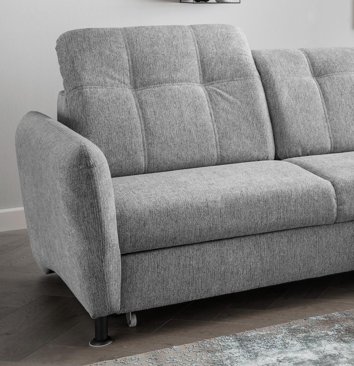 Ecksofa Minori Chenille Silberfarben, S: 267x184 cm - Silberfarben/Schwarz, MODERN, Textil (267/184cm) - Livetastic
