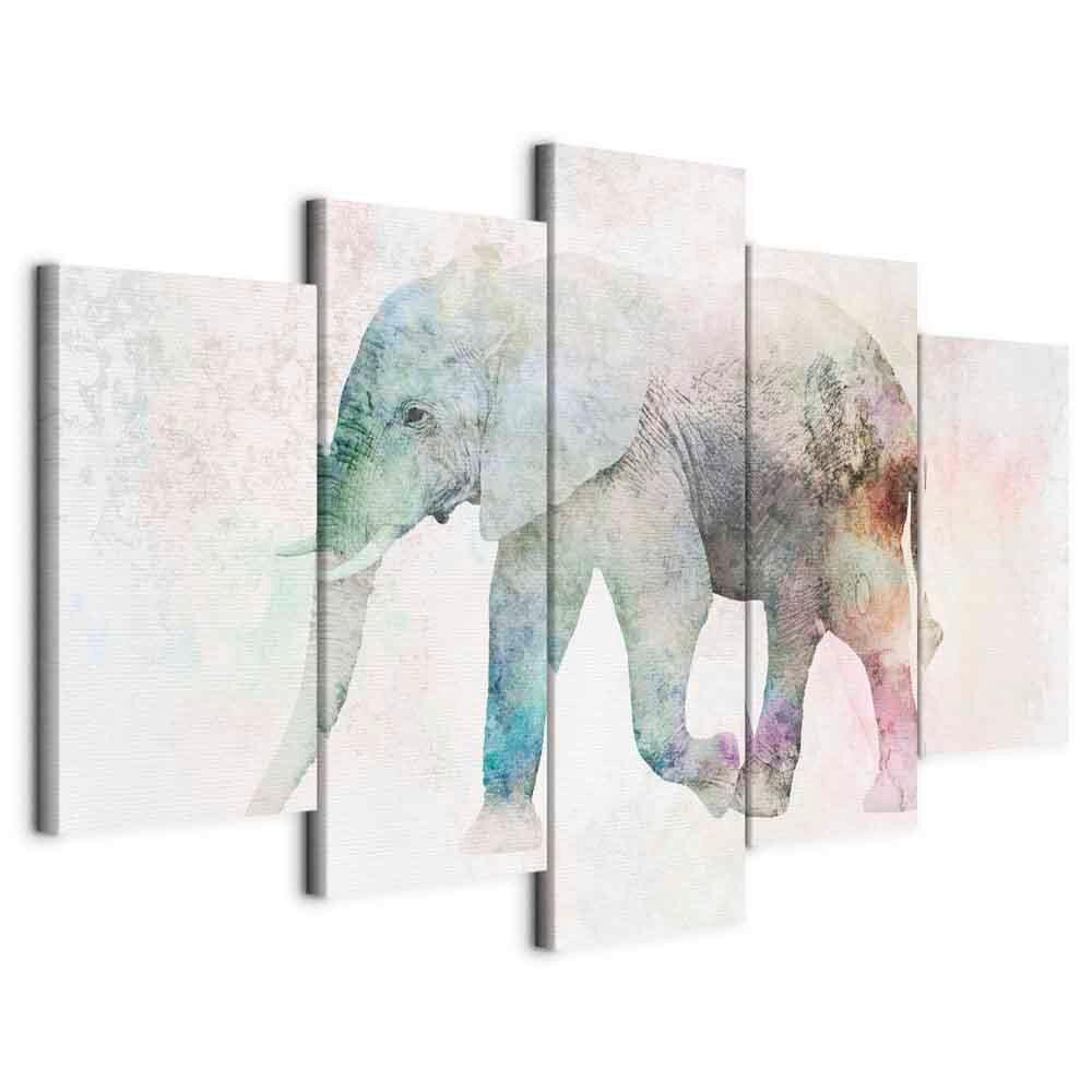 Leinwandbild Elephant Multicolor B: 100 cm - Multicolor, Basics, Holzwerkstoff/Textil (100/50/1,2cm) - artgeist