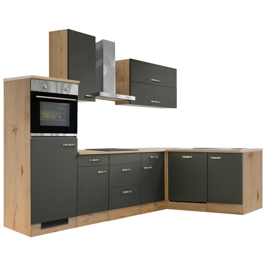 Eckküche Shadow Mit Geräten 280x170 Cm Grau/eiche Dekor