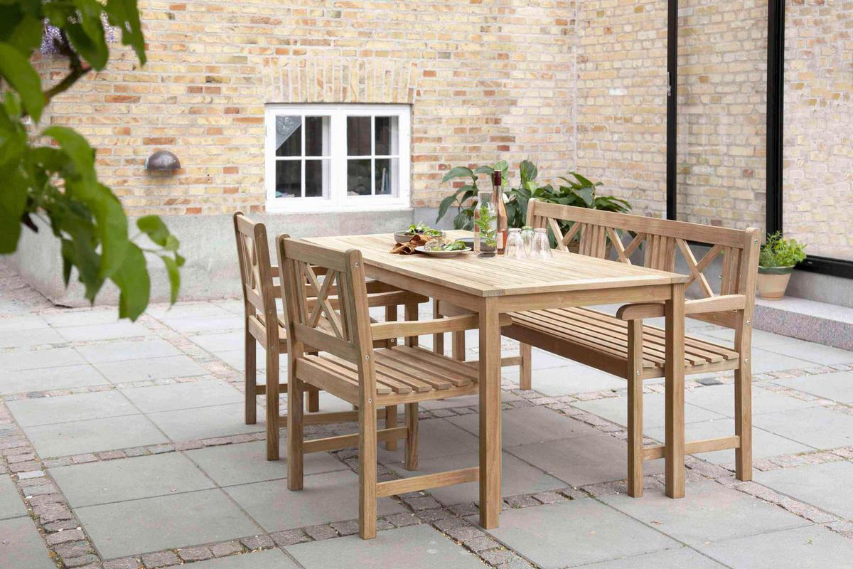 Gartenbank Holz Rosenborg 3-Sitzer - Naturfarben/Teakfarben, Natur, Holz (58/89/150cm) - Gardenson
