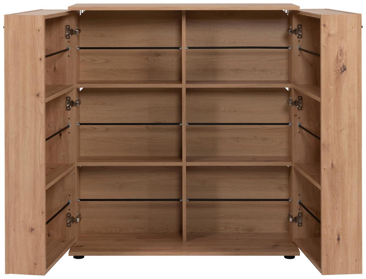Schuhschrank Satos Eiche Dekor für 24 Paare B: 100 cm - Schwarz/Eiche Artisan, MODERN, Holzwerkstoff (100/110/33,8cm) - MID.YOU