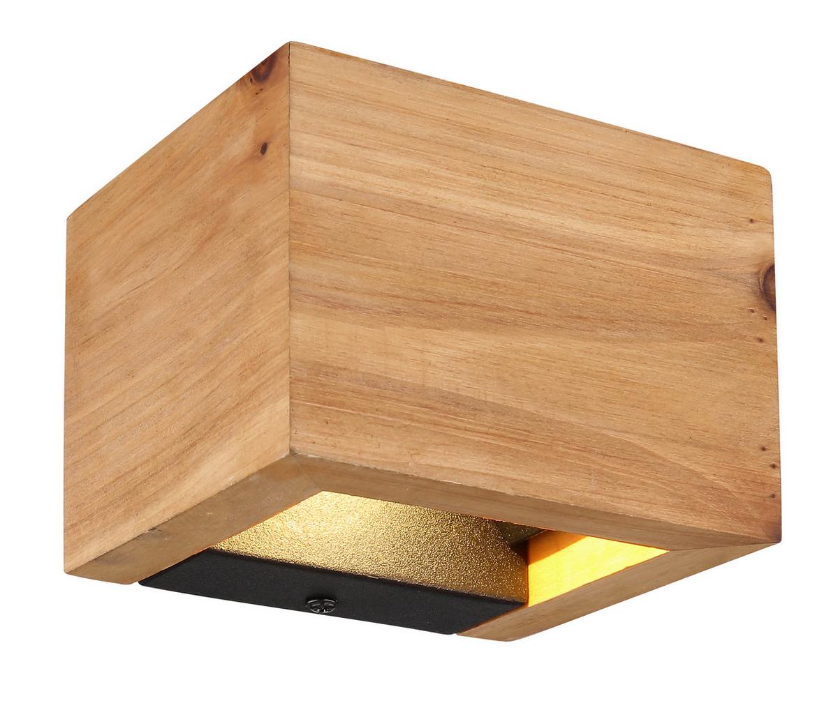 LED-Wandleuchte, 1-Flammig, mit Holz - Dunkelbraun/Schwarz, Design, Holz/Metall (13,5/11,5/9,5cm)