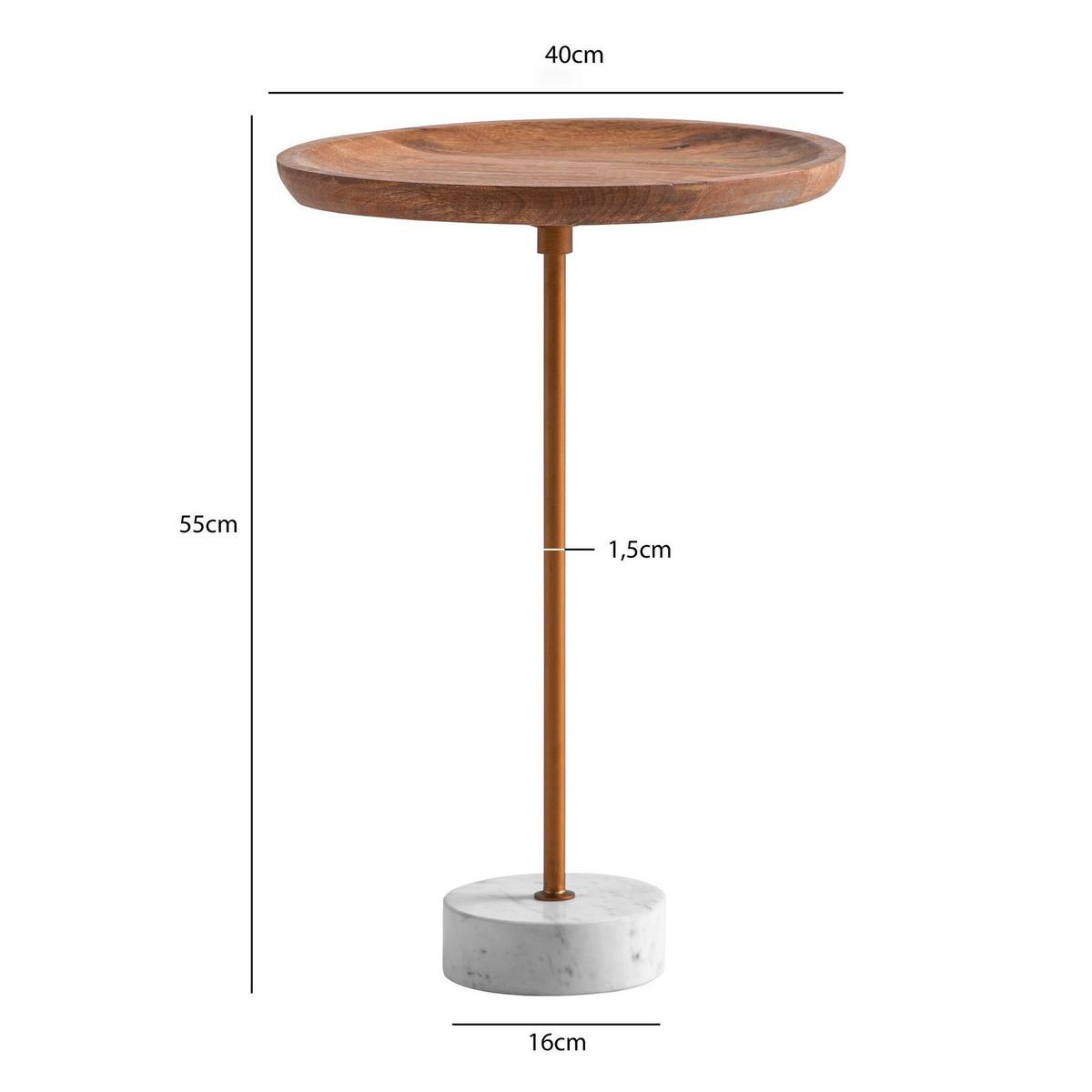 Beistelltisch Goldfarben, Eiche L: 40 Cm - Eichefarben/Goldfarben, Design, Holz/Stein (40/40/55cm) - Livetastic