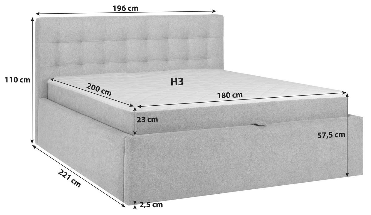 Boxspringbett  Mit Stauraum 180x200 Cm  Sorento - Anthrazit/Schwarz, MODERN, Textil (180/200cm) - Livetastic