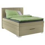 Boxspringbett Madison 140x200 Beige - Chromfarben/Beige, MODERN, Holz/Textil (140/200cm)
