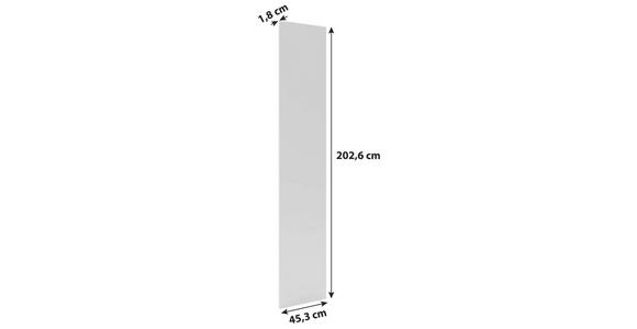 Schranktür Unit B: 45 cm Normalhöhe Weiß mit Rahmen - Weiß, MODERN, Holzwerkstoff (45,3/202,6/1,8cm) - Ondega
