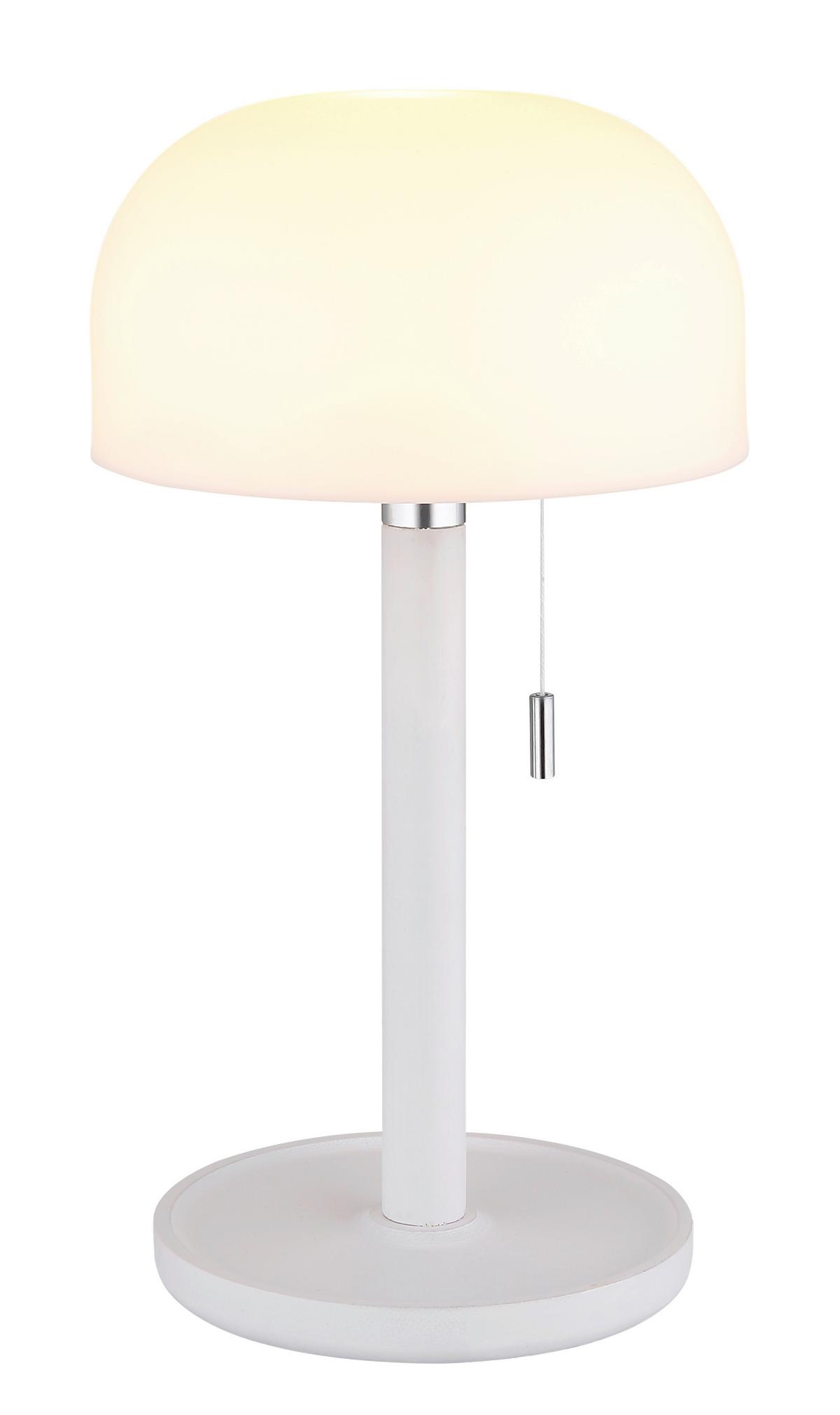 Akku-tischleuchte 21016w Norman - Opal/Weiß, KONVENTIONELL, Holz/Kunststoff (15/28cm) - Globo