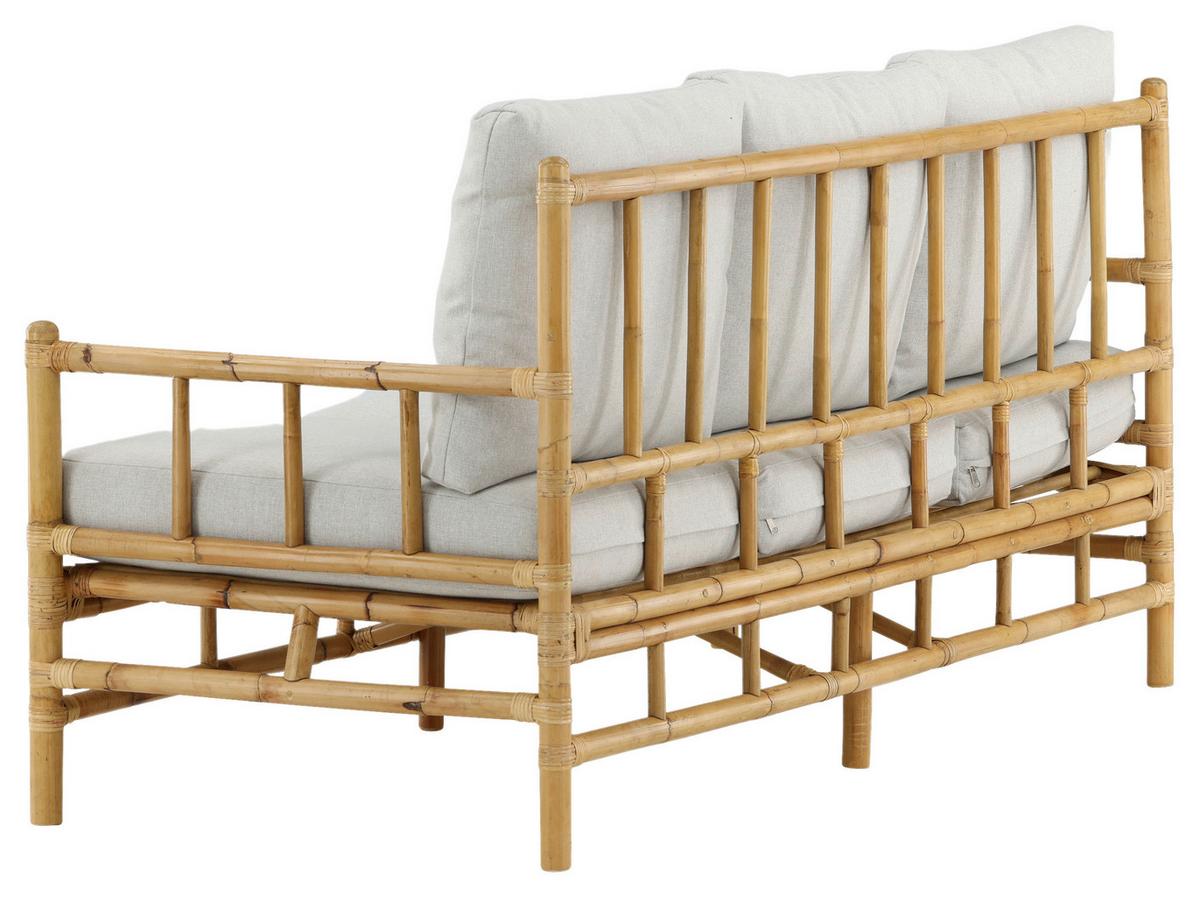 Loungesofa Cane - Hellbraun/Creme, KONVENTIONELL, Holz/Textil (180/88/77cm) - Gardenson