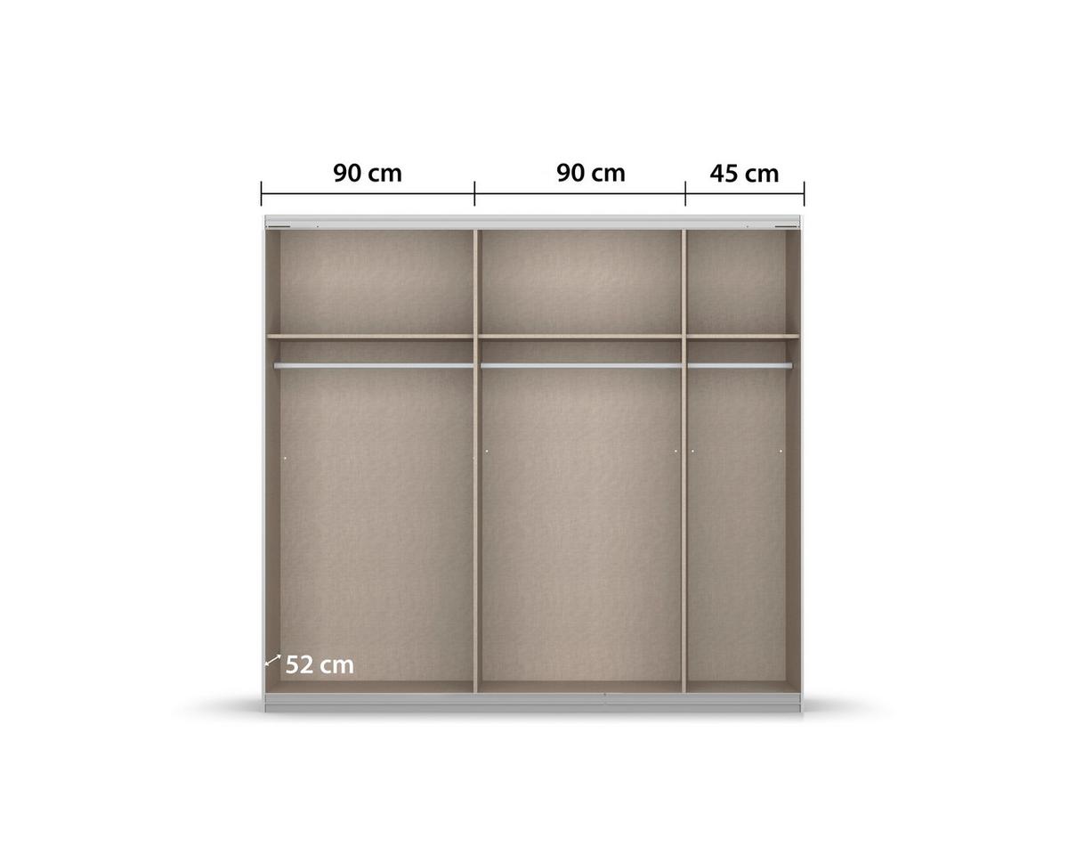 Schwebetürenschrank + Spiegel B: 315cm Feldkirch Eiche Dekor - Silberfarben/Eiche Artisan, MODERN, Holzwerkstoff (225/210/62cm)