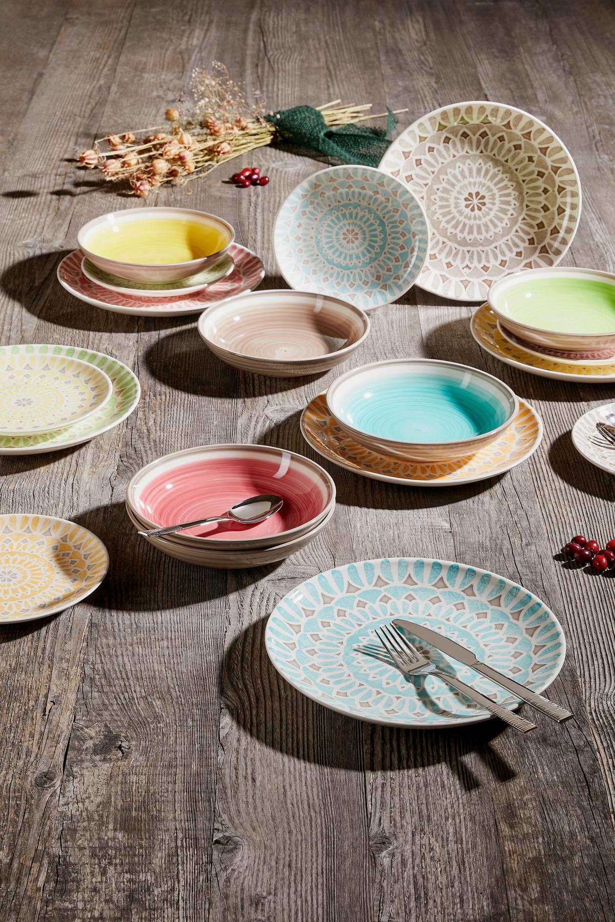 Tafelservice Kapstadt Keramik 6 Personen Geschirr Set - Multicolor, KONVENTIONELL, Keramik - Luca Bessoni