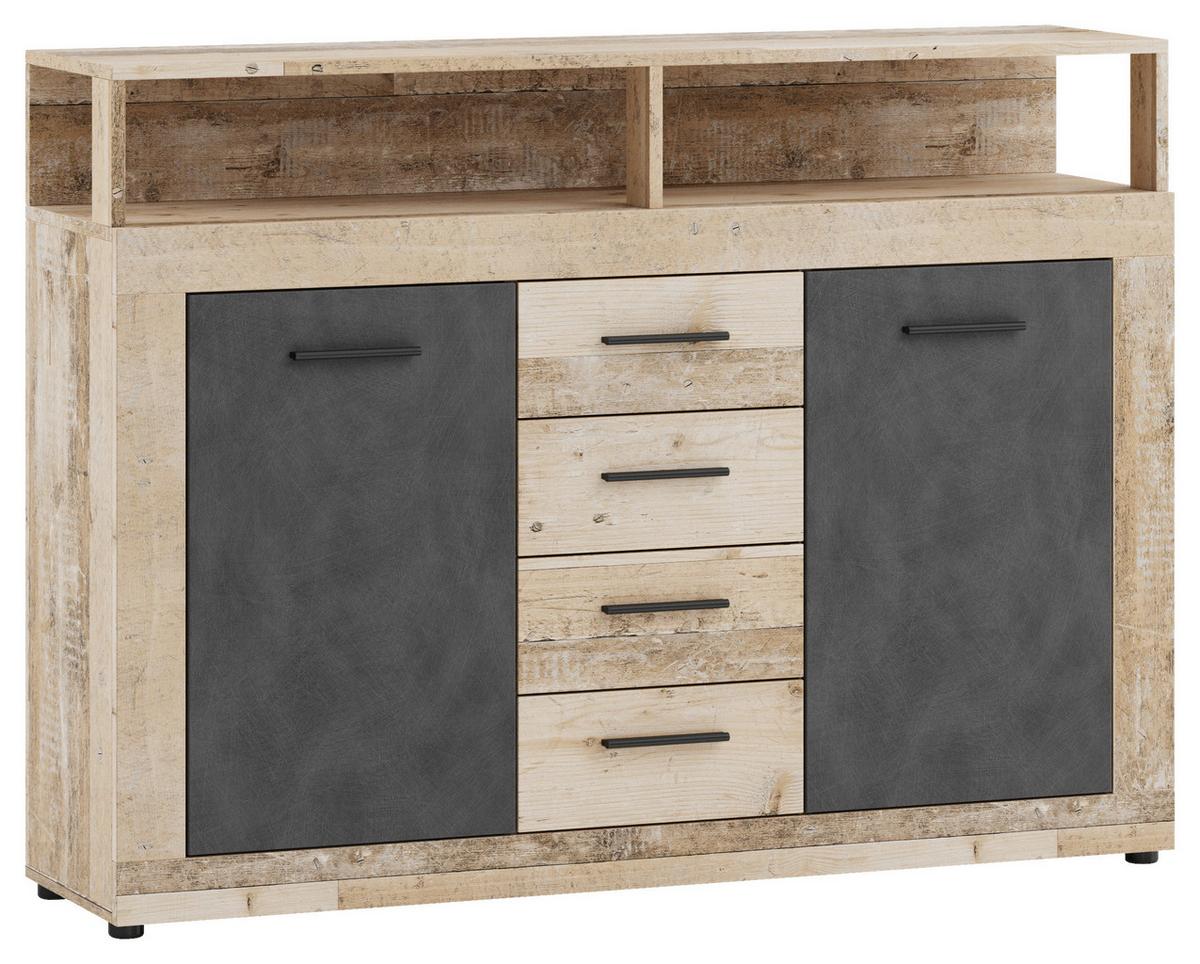 Kommode Lupo Eiche Dekor Anthrazit B: 119 Cm - Eichefarben/Anthrazit, Design, Holzwerkstoff (119/96/32cm) - MID.YOU