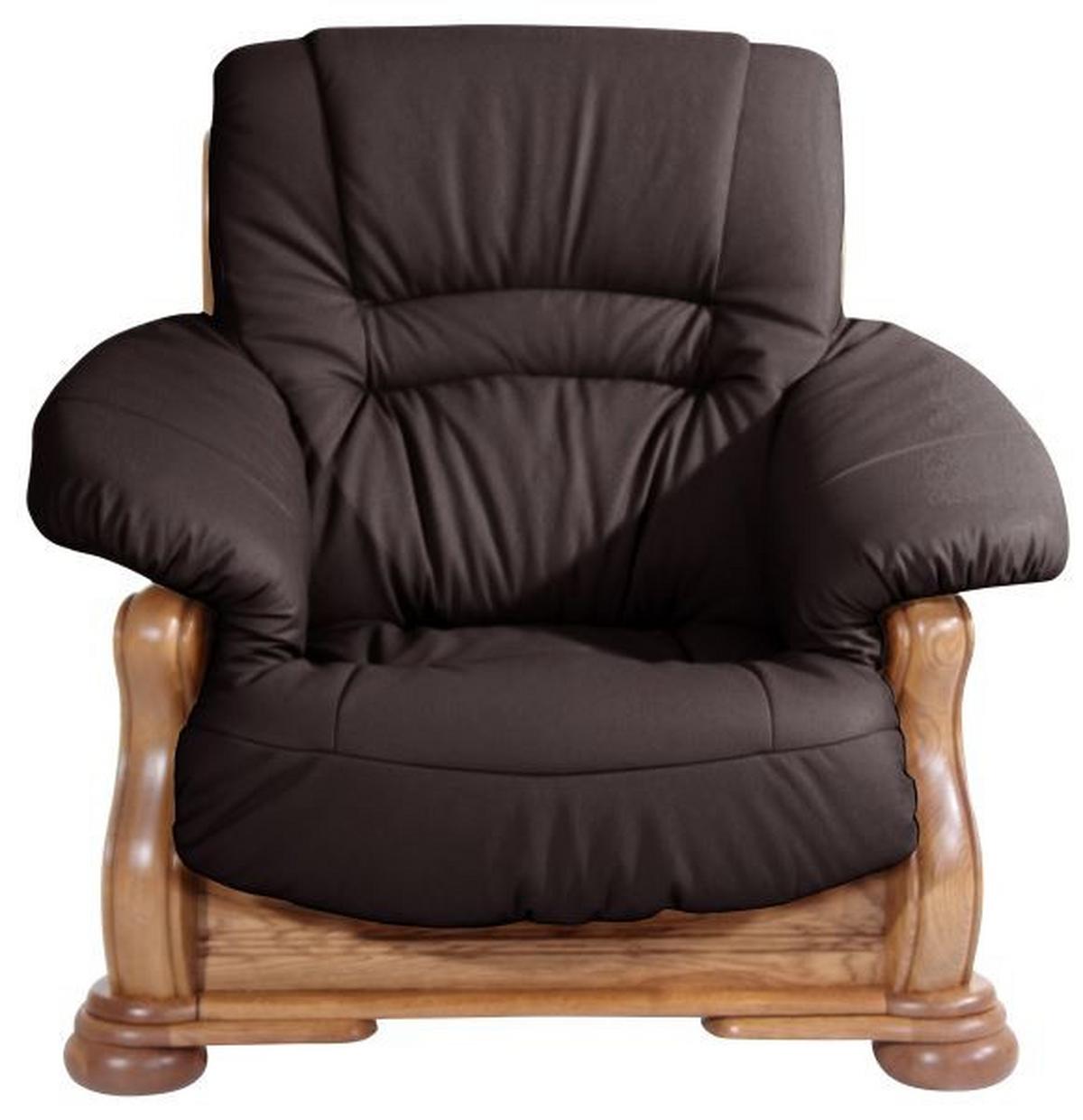Polstersessel Mit Armlehnen Tennessee Echtleder Braun - Eichefarben/Braun, LIFESTYLE, Leder/Holz (104/95/95cm) - Max Winzer