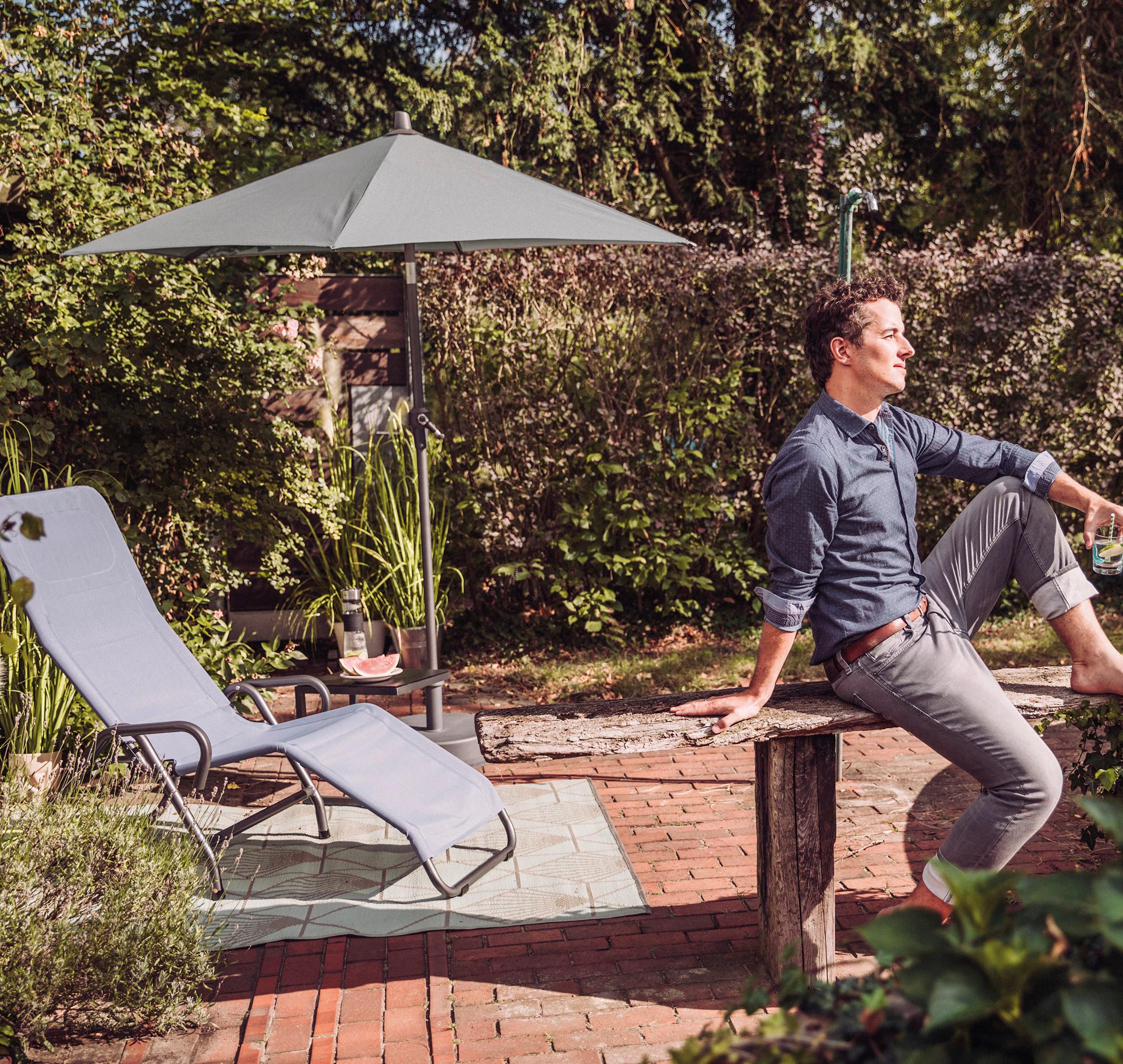 Sonnenschirm BxHxT: 250x258x250 cm Anthrazit/Grau - Anthrazit/Grau, KONVENTIONELL, Textil/Metall (250/250cm) - Siena Garden