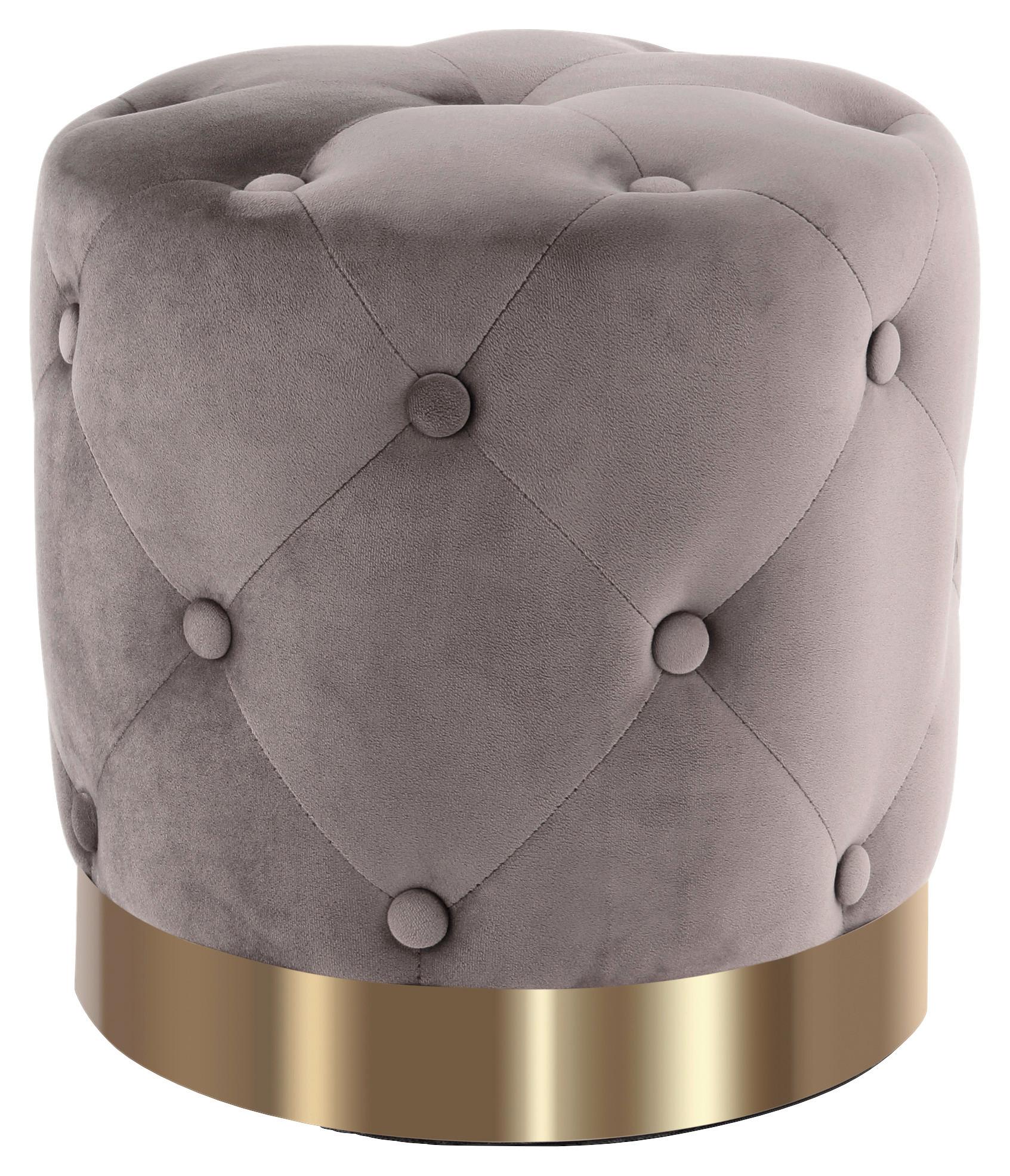 Hocker Piano 225 Taupe D: 41 cm - Taupe/Goldfarben, Design, Textil (41/40cm) - Kayoom