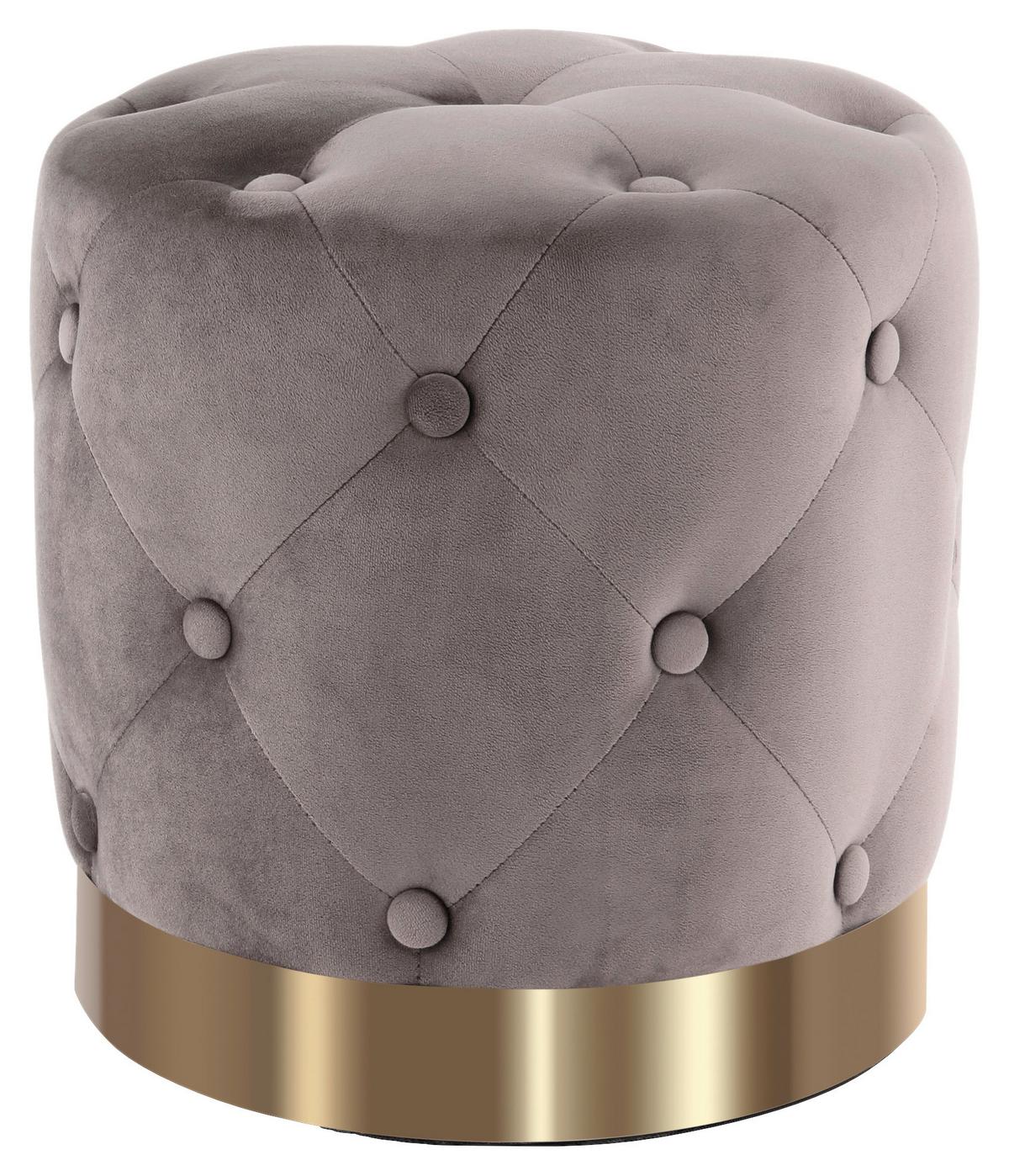 Hocker Piano 225 Taupe D: 41 cm - Taupe/Goldfarben, Design, Textil (41/40cm) - Kayoom