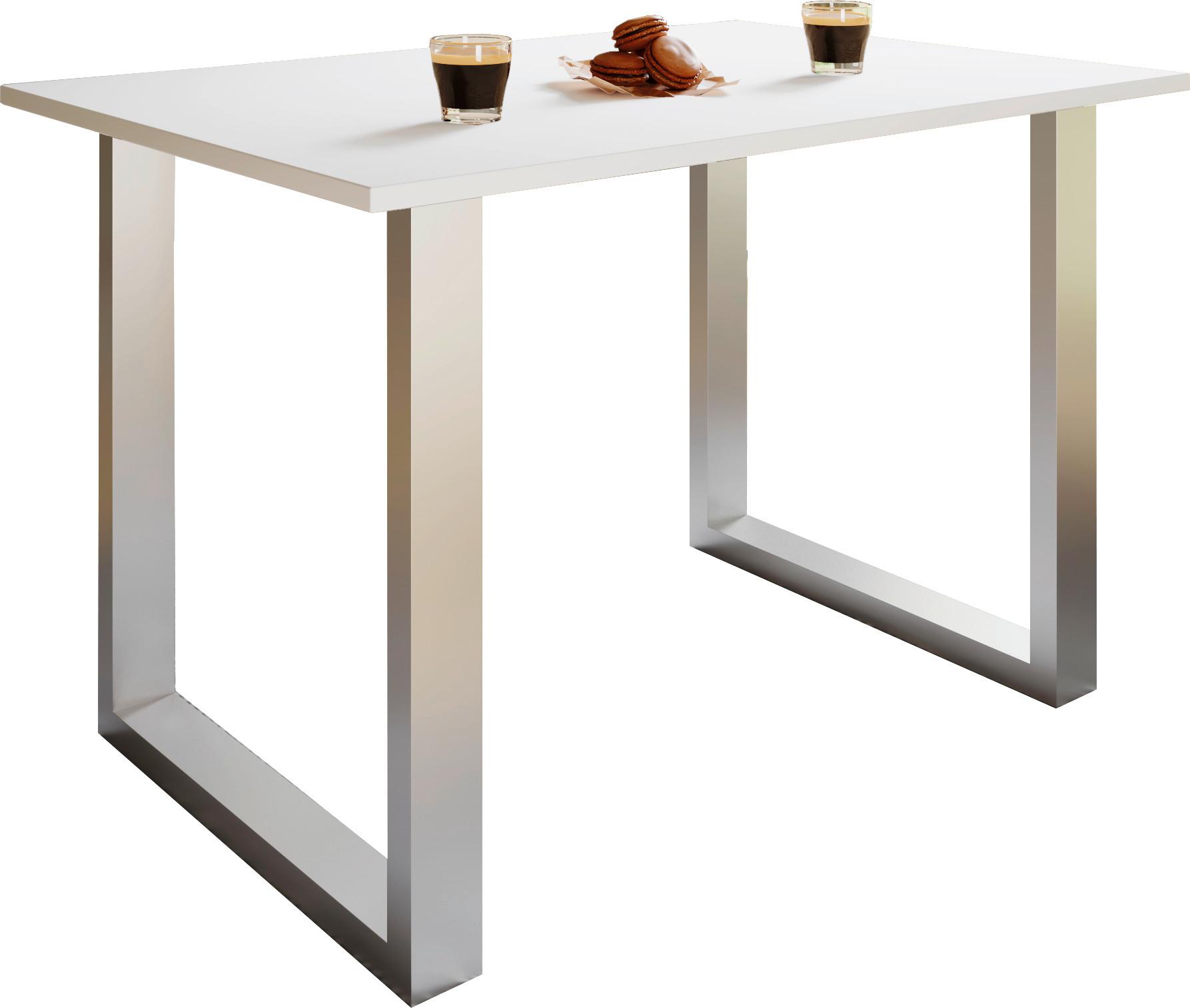 Schreibtisch Lona Weiß B: 110 cm - Silberfarben/Weiß, Design, Holzwerkstoff/Metall (110/76/50cm) - MID.YOU