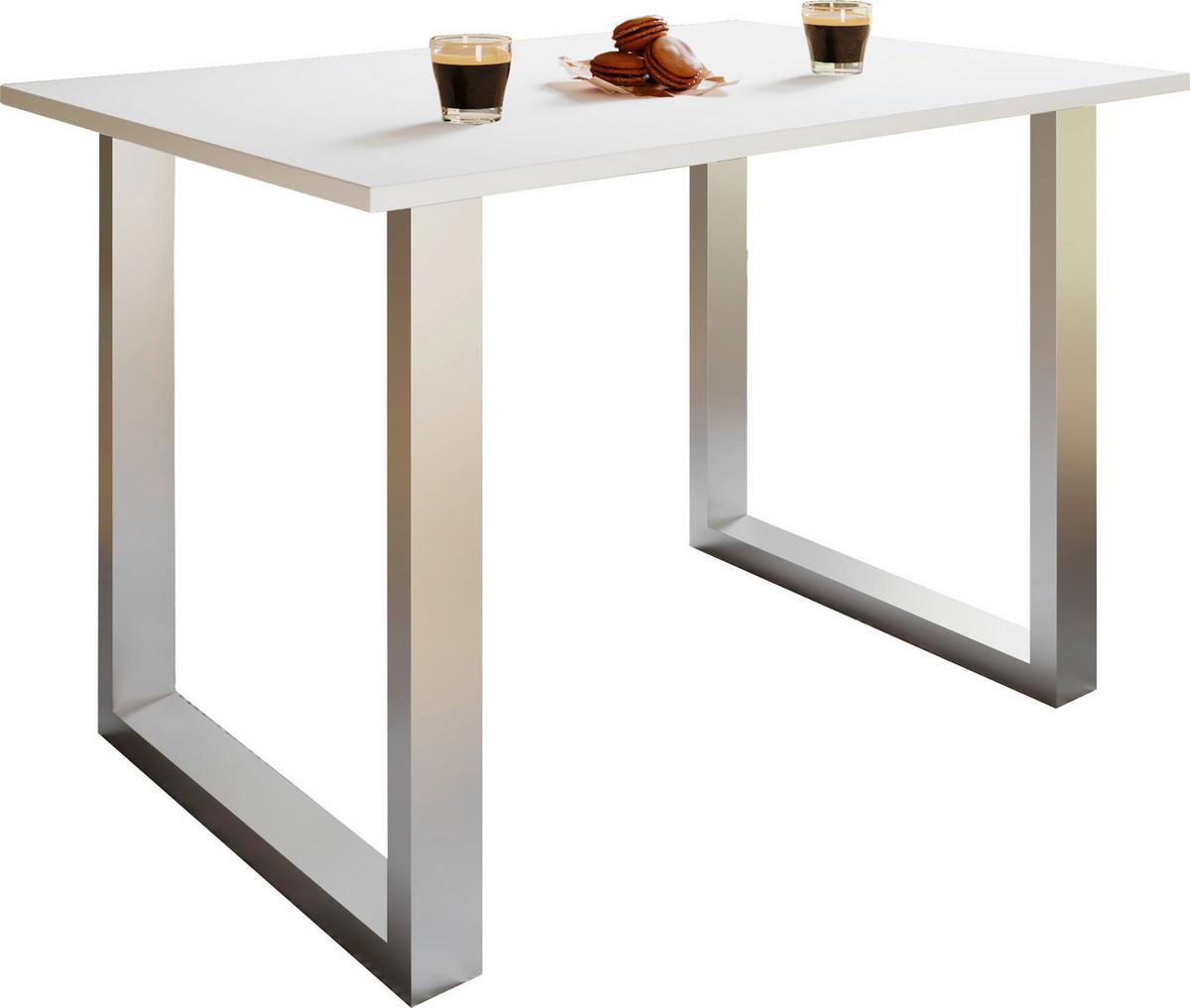 Schreibtisch Lona Weiß B: 110 cm - Silberfarben/Weiß, Design, Holzwerkstoff/Metall (110/76/50cm) - MID.YOU