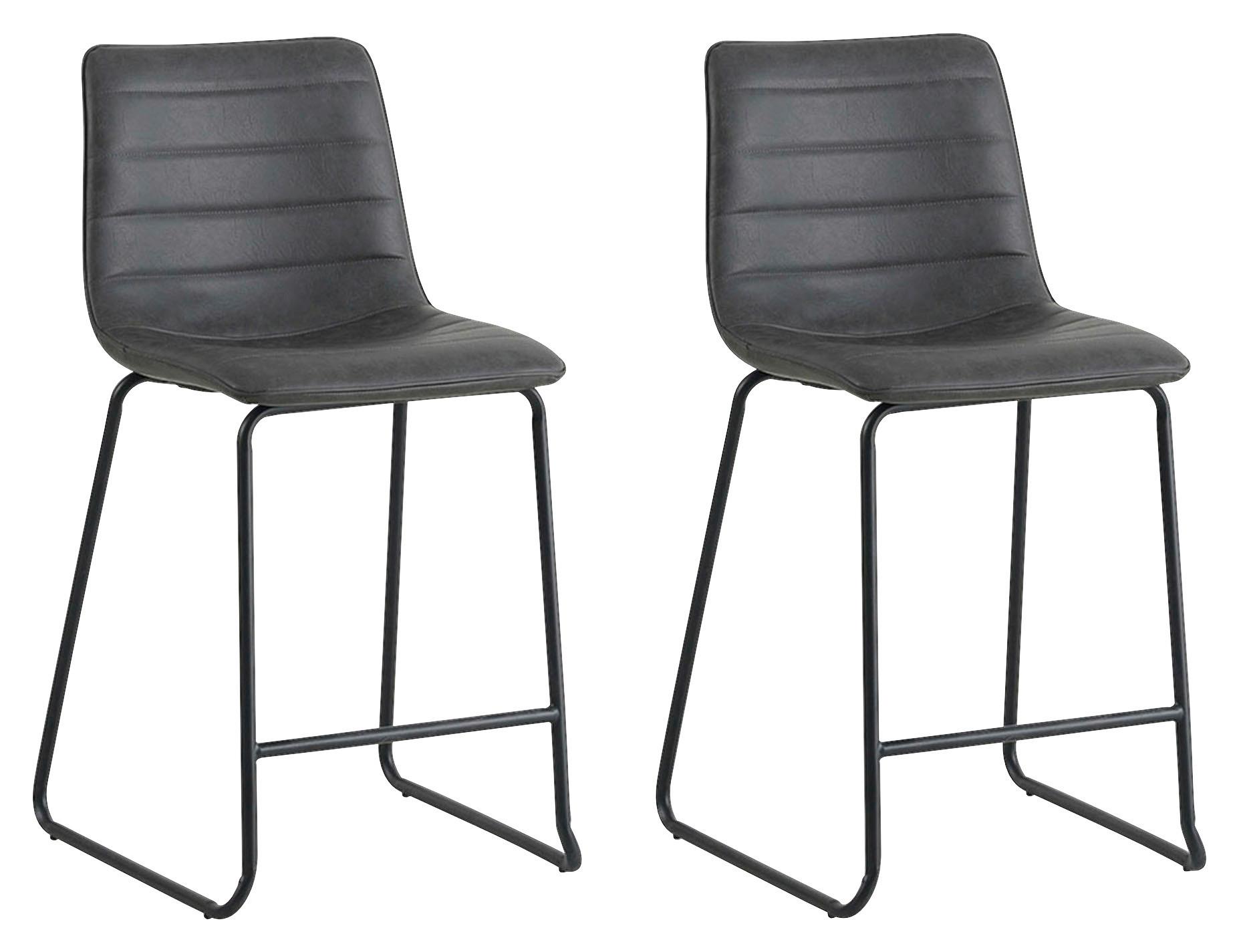 Barhocker-Set Milan - Anthrazit/Schwarz, KONVENTIONELL, Kunststoff/Textil (49/98/54,5cm) - MID.YOU