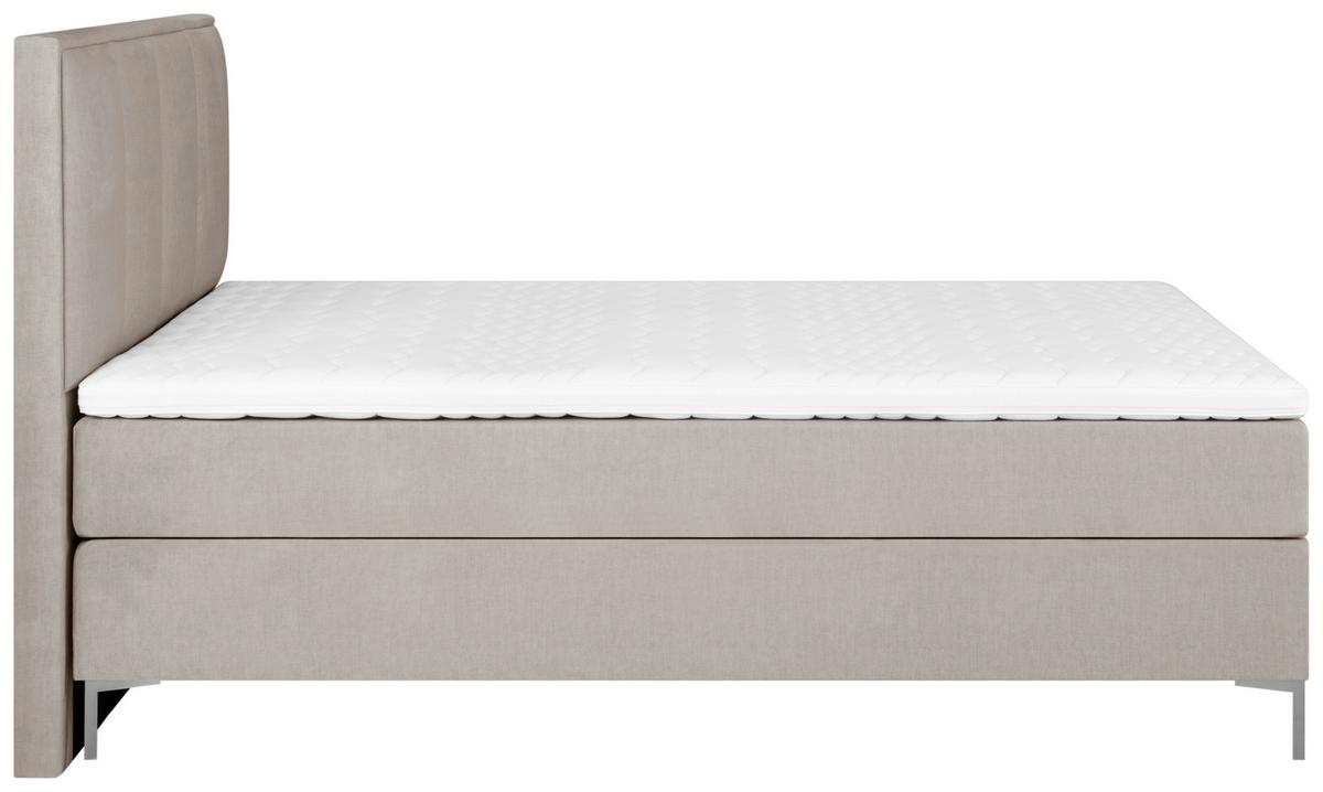 Boxspringbett mit Topper 180x200 cm Graz, Taupe - Taupe/Alufarben, MODERN, Textil (180/200cm) - MID.YOU