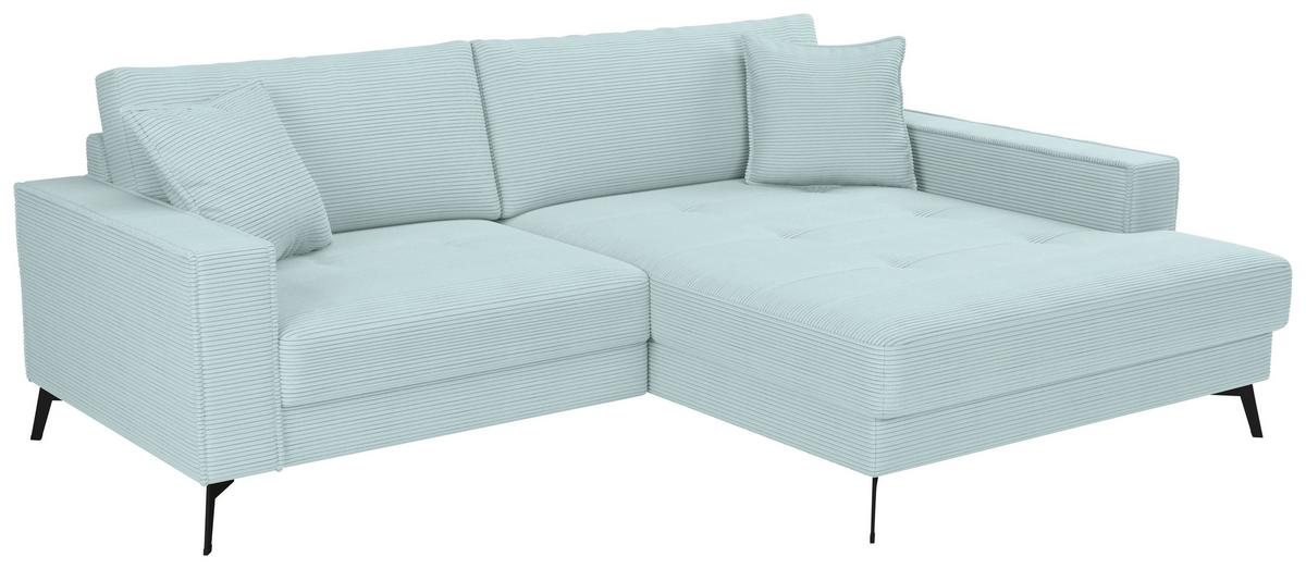 Ecksofa Ted Hellblau S: 228x174 Cm - Salbeigrün/Schwarz, Trend, Textil (228/174cm)