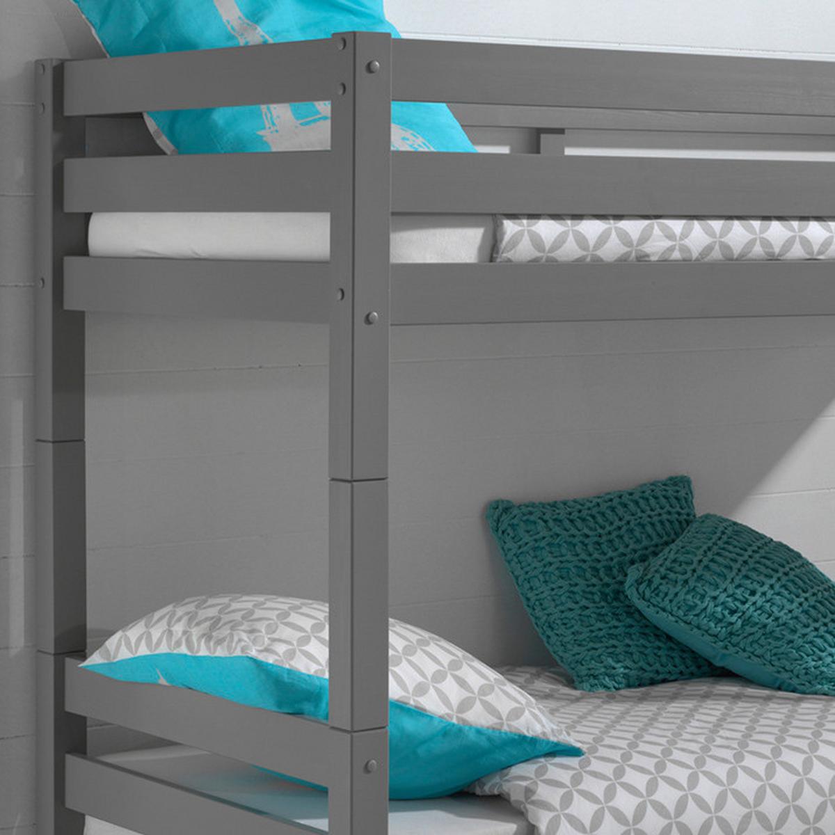 Etagenbett Pino Grau Kiefer Massiv mit Leiter - Grau/Kieferfarben, MODERN, Holz (90/200cm) - MID.YOU