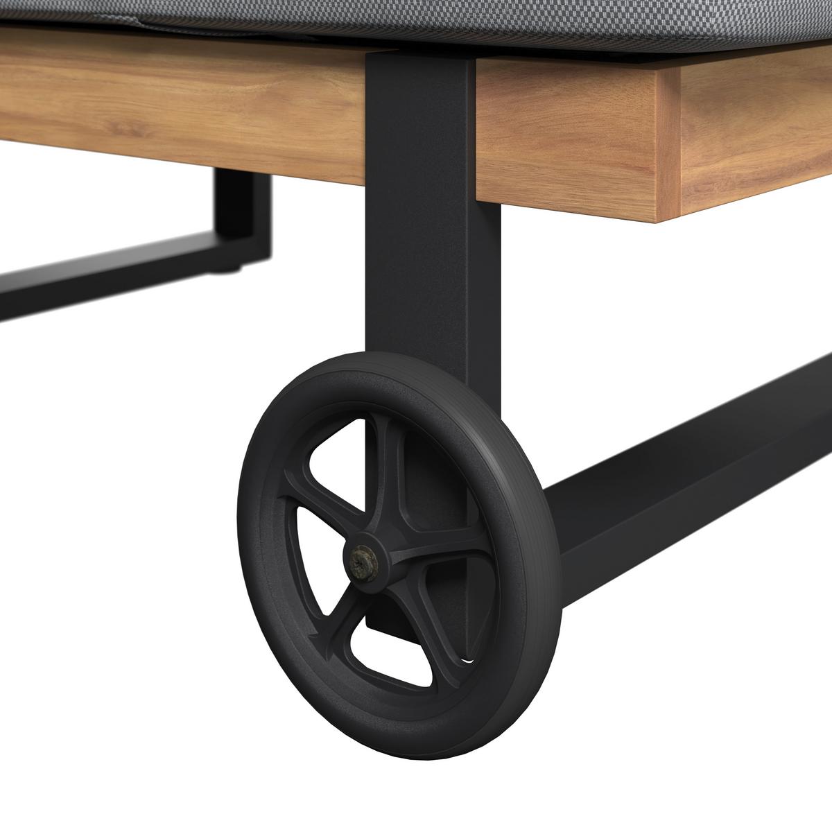 Sonnenliege Malibu - Grau, MODERN, Holz/Textil (200/95/65cm) - Beldano