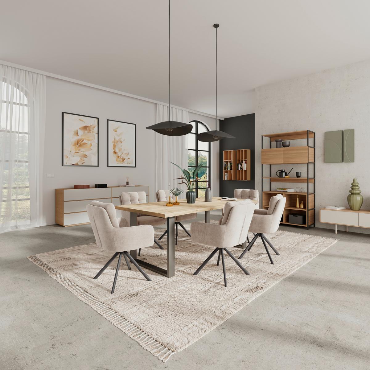 Armlehnstuhl Susan Braun Schwarz/Sitzfläche 360°drehbar - Schwarz/Braun, KONVENTIONELL, Holz/Textil (59/90/66cm)