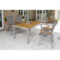 Gartengarnitur 5--Teilig. Naxos Akazie/Aluminium - Silberfarben/Grau, MODERN, Holz/Textil - Gardenson