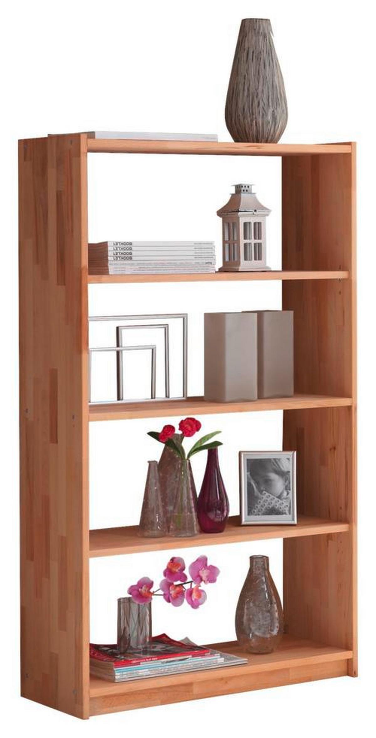 Regál z masivu Simon - buk v: 145cm - barvy buku, Basics, dřevo (80/145/31cm) - MID.YOU