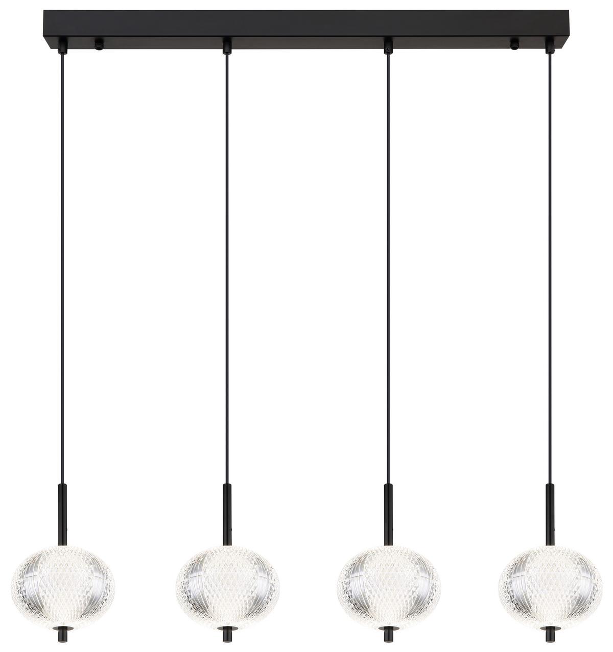 LED-Hängeleuchte 16042-4h - Klar/Schwarz, KONVENTIONELL, Kunststoff/Metall (85/15/120cm) - Globo