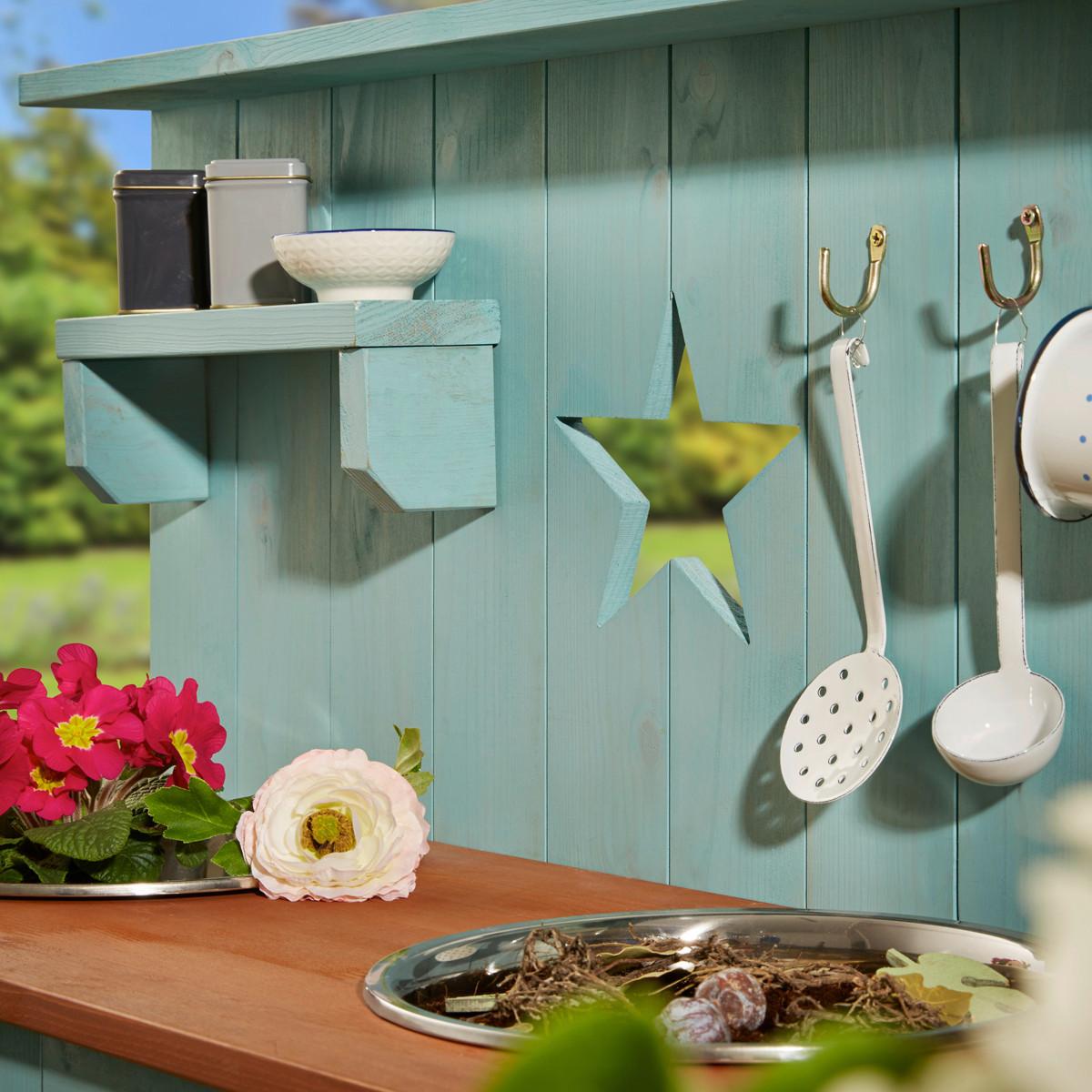 Matschküche Adventurer Star Holz Petrol LxBxH: 80x40x90 cm - Petrol/Braun, Basics, Holz/Metall (80/40/90cm) - MUDDY BUDDY